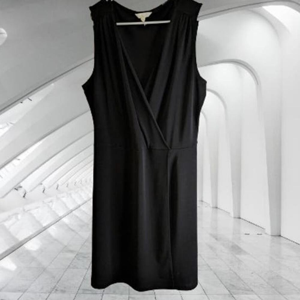 C XL sleeveless black NWOT faux wrap polyester blend stretch woman's dress.